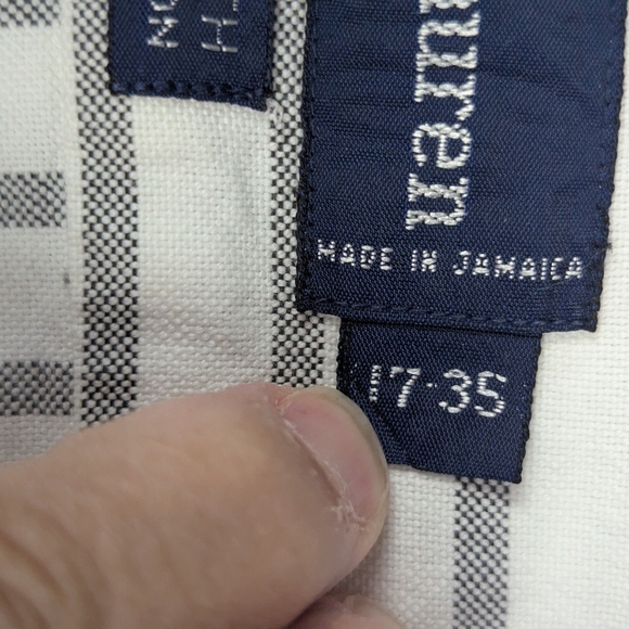 Ralph Lauren Yarmouth 17/35 White With Dark Gray Stripes Some Wear At The Collar - Picture 7 of 12